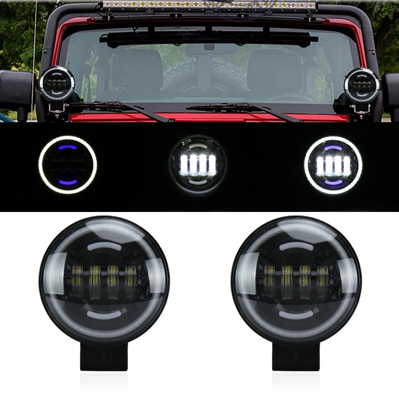 

2x 35W Cree Chips Led Work Light Driving DRL Halo Ring Fog Lights Lamp For Jeep Tractor 4x4 Off-road SUV ATV Boat Trunk