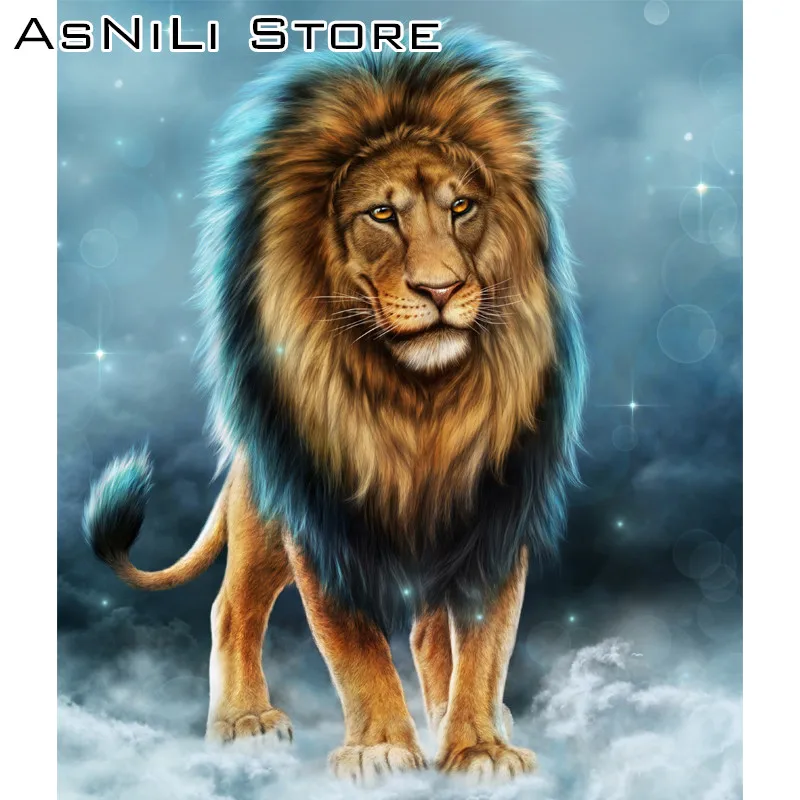 

5D Diamond Painting Full Square / Round drill cross stitch diamante embroidery Lion Wall Sticker mosaic home decor gift DIY--002