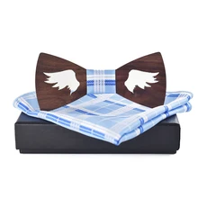 Деревянная бабочка ручной работы полые Свадебные бабочки галстук деревянный галстук-бабочка карман квадратный набор для мужчин/женщин самостоятельно регулируемый галстук-бабочка подарок