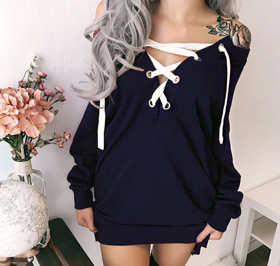 ZYFPGS 2019 Women's Hoodies Solid Tied Neckline Sweatshirt Basic Classic Fashion Hip Hop Autumn Top Sales Leader Harajuku Z0818 ZYFPGS 2019 Women's Hoodies Solid Tied Neckline Sweatshirt Basic Classic Fashion Hip Hop Autumn Top Sales Leader Harajuku Z0818