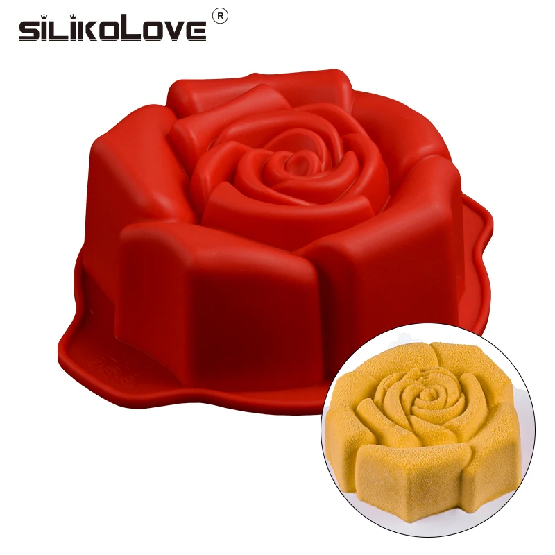 

SILIKOLOVE Rose Silicone Mousse Pan Cake Mold Non-stick Baking Decoration Tools Silicone Forms Bakeware 3D Silicone Mold Baking
