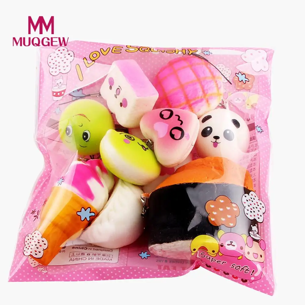 

MUQGEW 5-15 Pcs Funny Cute Kawaii Bread Loaf Cake Bun Donuts Ice Cream Squishy Slow Rising Toy Anti Stress Anxiety Random /PY