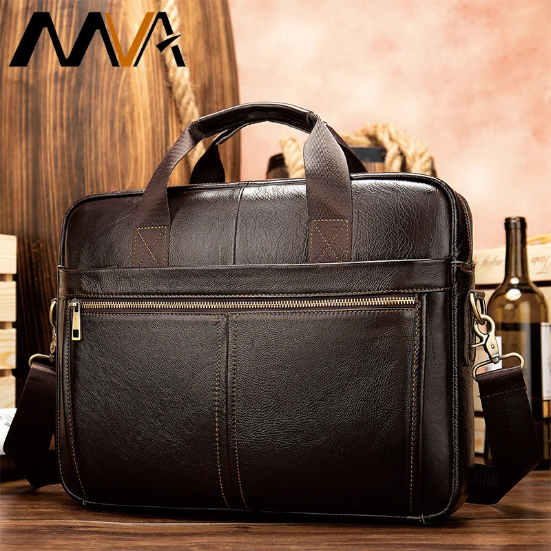 MVA men's briefcase/genuine Leather messenger bag men leather/business laptop office bags for men briefcases men's bags 8572