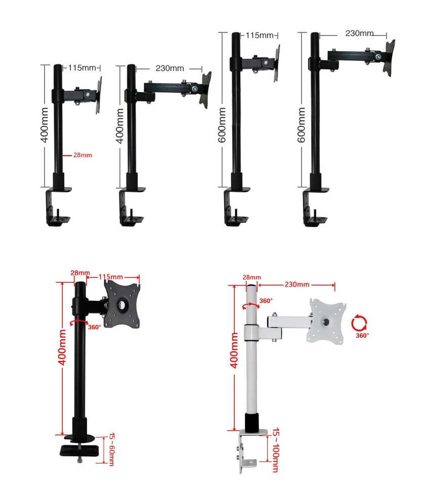 Premintehdw Adjustable Tilting Swivel Arm Table Desk Mount 14-27" LCD LED Screen Monitor Bracket Holder Stand