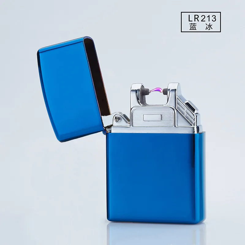 Забавная электронная USB Зажигалка, ветрозащитная зажигалка, плазменная дуговая зажигалка, зарядная зажигалка, аксессуары для курения, гаджеты для мужчин - Цвет: Blue