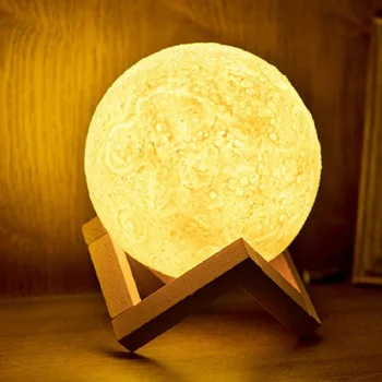 

Creative 3D Printing Moon Lamp with Touch Sensing Switch 3D Charging Night Light Color Changing dimming Novelty Decorative light