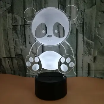 

Cute Panda 3D Night Light Creative Electric Illusion 3d Lamp LED 7 Color changing USB touch Desk Lamp For Kid's Gift