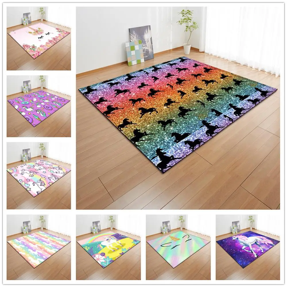 ALAZA Cartoon Unicorn Castle Rainbow Cloud Collection Area Mat Rug Rugs for Living Room Bedroom Kitchen 2' x 6'