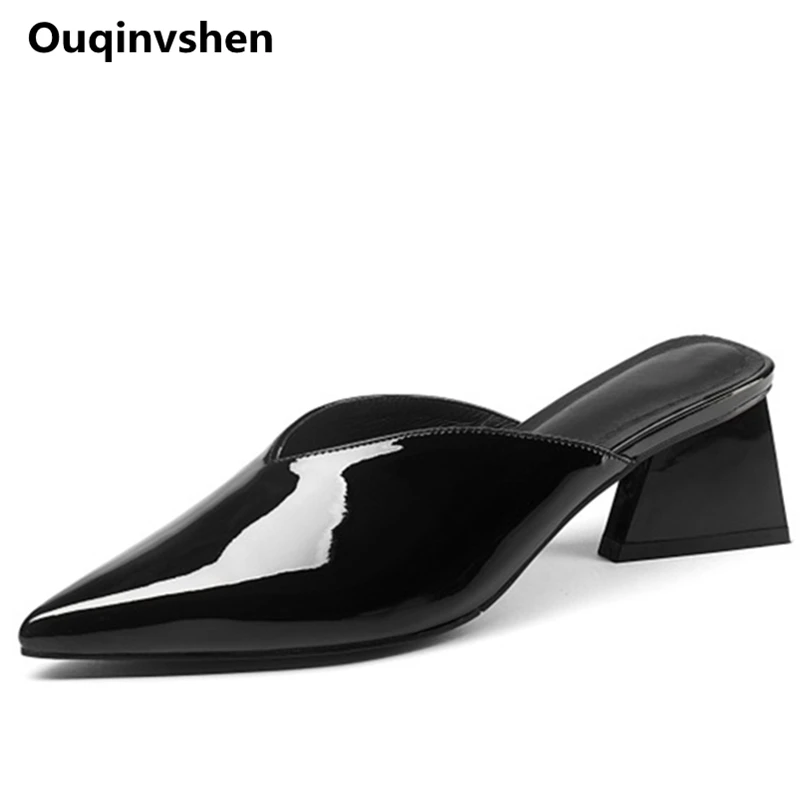 

Ouqinvshen Pointed Toe Ladies Slippers Casual Plus Size 34-41 Fashion Apricot Pumps Women Shoes Strange Style Women Shoes