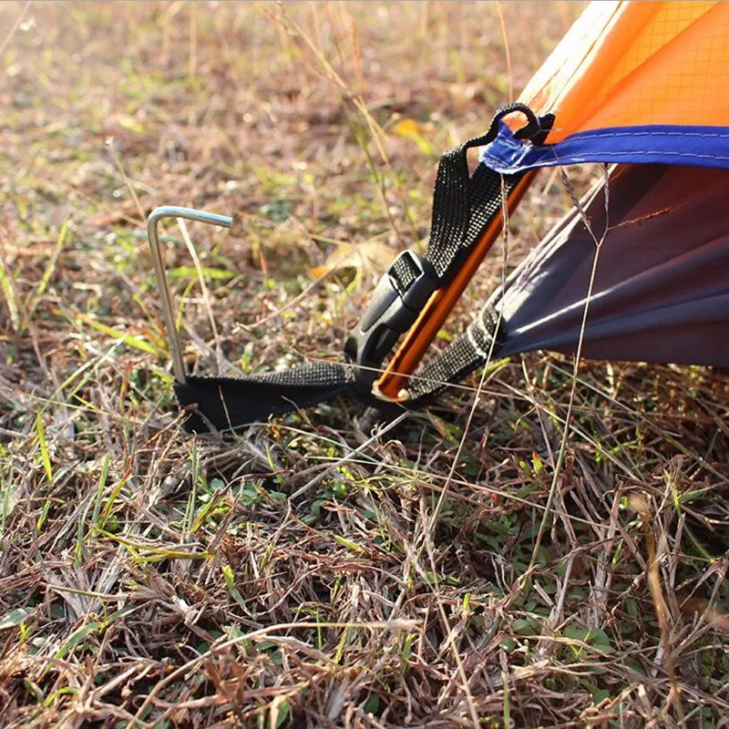 8pcs Aluminum Alloy Tent Pegs Nail Outdoor Camping Accessory Sand Stakes Rope  Peg Round With Hooks Hiking  Accessories 155mm (2)