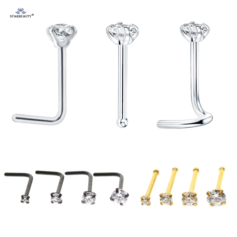 

1 pc/lot U I L Shape 20G 1.5/2/2.5/3mm Tiny Gem Nose Piercing Nose Ring Labret Lip Nostril Piercing Helix Tragus Earring Jewelry