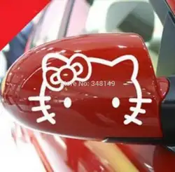 2 x Смешные автомобилей украшения рисунок «Hello Kitty» Наклейки для автомобиля и этикета автомобиля Чехлы для Toyota Chevrolet Cruze Volkswagen Skoda Hyundai Kia