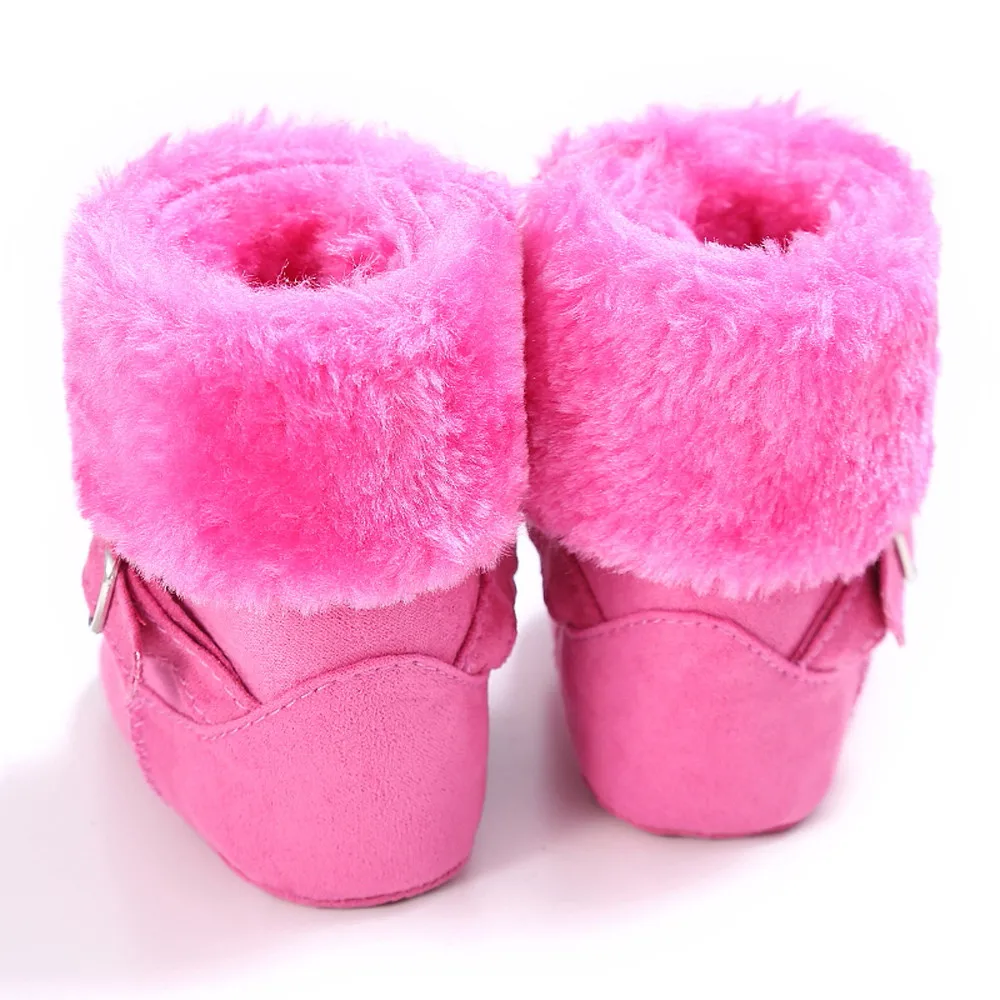 Мягкие ботиночки для маленьких девочек; однотонные кашемировые ботинки для малышей; сезон осень-зима; Теплая обувь; Прямая