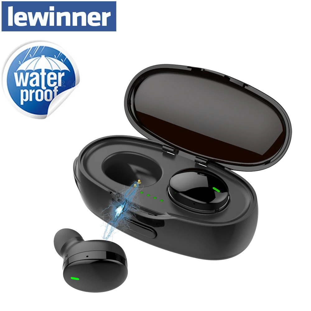 Lewinner Bluetooth наушники вкладыши беспроводные стерео Бас Звук шумоподавление мини TWS
