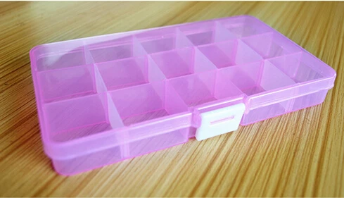 as picture New Plastic 15 Slots Adjustable Jewelry Storage Box Case Craft Organizer Beads storage boxes - Color: as picture