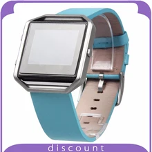 Fitbit Blaze Bands Genuine Leather Bracelet Strap Replacement Band For Fitbit Blaze Smart Fitness Watch (Genuine Leather Blue)