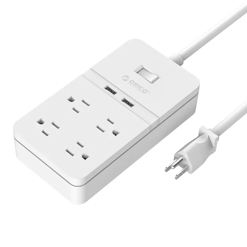 ORICO 6 AC Outlet Surge Protector with 2 USB Charging Port Smart Multi Power Strip Socket Adapter Extension Patch Board Charger - Цвет: 4 AC White