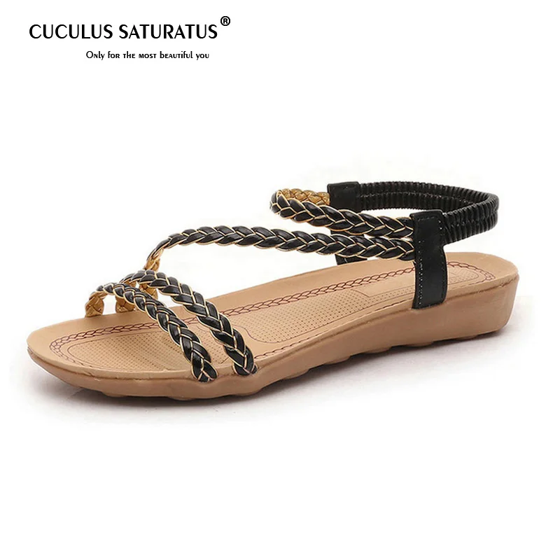 

Cuculus Women shoes breathable women sandals 2019 fashion women summer shoes string bead Bohemia sandals 017