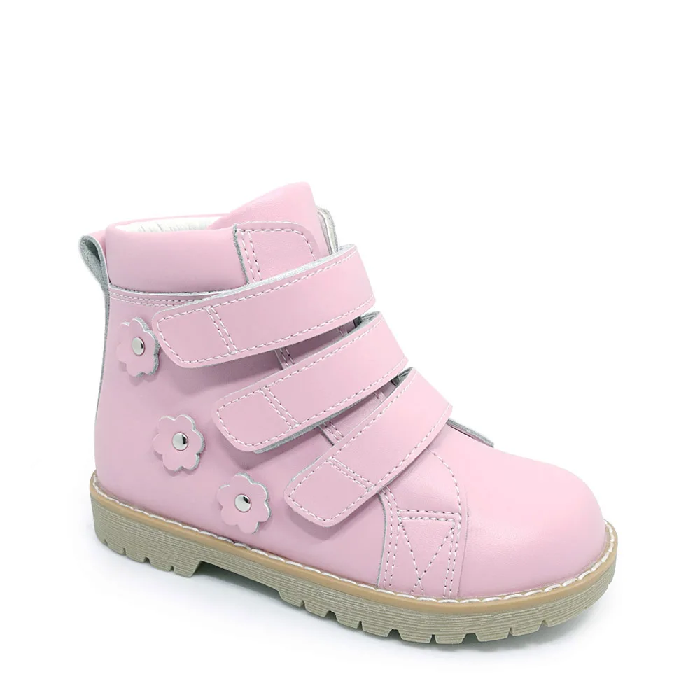 Ortoluckland/Новая детская ортопедическая обувь для девочек; розовые ботильоны; модная детская обувь из натуральной кожи с цветочным узором; ортопедическая обувь melissa