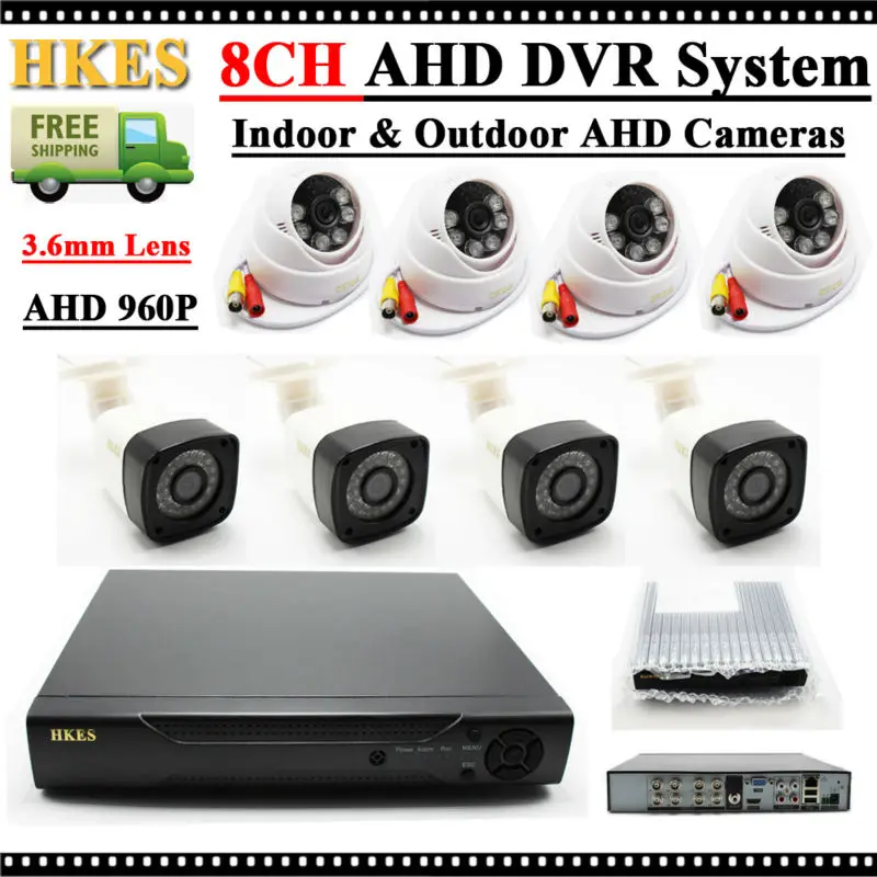 Video surveillance kit 1.3MP AHD 960P Waterproof Security Camera System 8Channel HDMI 1080N DVR NVR day/night Camera 3.6mm