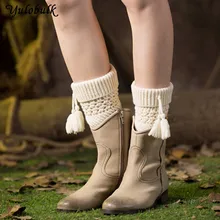 Новинка; сезон осень-зима; женские гетры с кисточками; носки под ботинки с манжетами; Polainas Para As Mulheres Calentadores Piernas Mujer