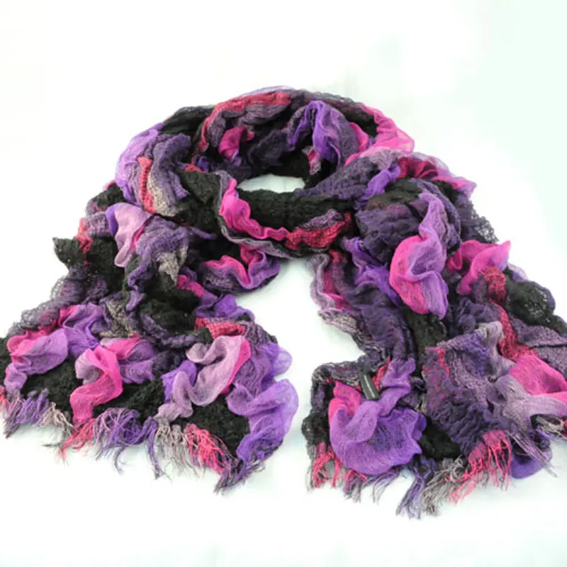 Длинный мягкий пушистый шарф для женщин зимняя теплая шаль толстые шарфы палантины ожерелье на каждый день Femme стиль модные подарки NL1253 - Цвет: Фиолетовый