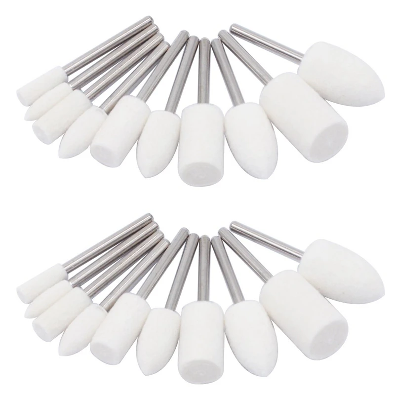 

BMBY-20Pcs Wool Felt Mounted Mandrel Polishing Buffing Wheels Grinding Bits Grinder Head Polish Watch Jewelry Rotary Tool Acce