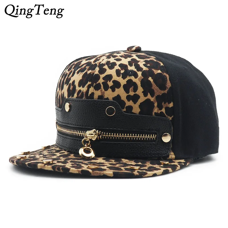 Мужская хип-хоп мода Кепка леопардовая печать на молнии Заказные Snapback шляпы дешевые летние уличные шляпы Swag бейсбольная кепка Casquette - Цвет: C1