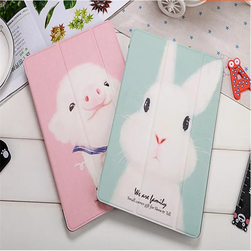 Tablet case for ipad mini 1 2 3 common cute cartoon pig rabbit pattern slim leather cover for ipad mini 4