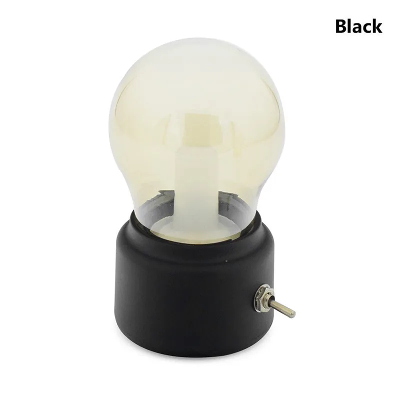 Винтажный Ретро ламповый светодиодный Ночной светильник, перезаряжаемый через USB Настольный светильник, светильник с выключателем, домашний прикроватный Декор для спальни, подарок - Испускаемый цвет: Black-Warm White