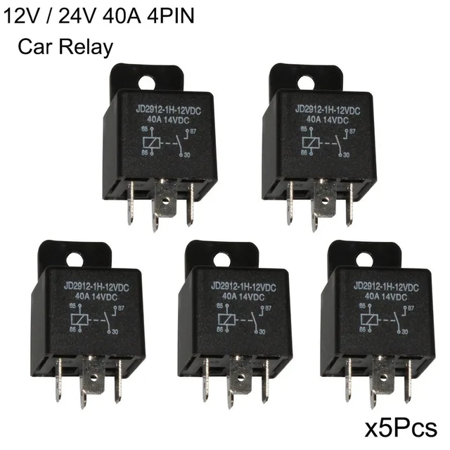 5pcs Car Relay 4 Pin 12v 24v 40amp Spst Model No Jd2912