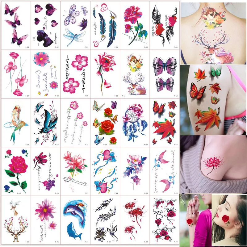 30 ورقة زهرة الجسم الفن المؤقتة الوشم لطيف الدلفين الغزلان خطابات الزهور وهمية الوشم الذراع الخلفي ملصقا الوشم للنساء ، grils 30 ورقة زهرة الجسم الفن المؤقتة الوشم لطيف الدلفين الغزلان خطابات الزهور وهمية الوشم الذراع الخلفي ملصقا الوشم للنساء ، grils