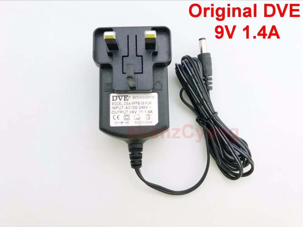 50PCS Original DVE DC 9V 1.4A AC 100V 240V Converter Switching power adapter 1400mA Supply UK