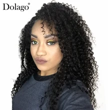 Kinky Curly 13×6 Lace Front Human Hair Wigs For Women 150% Density Pre Plucked With Baby Hair Deep Part Dolago Black Remy