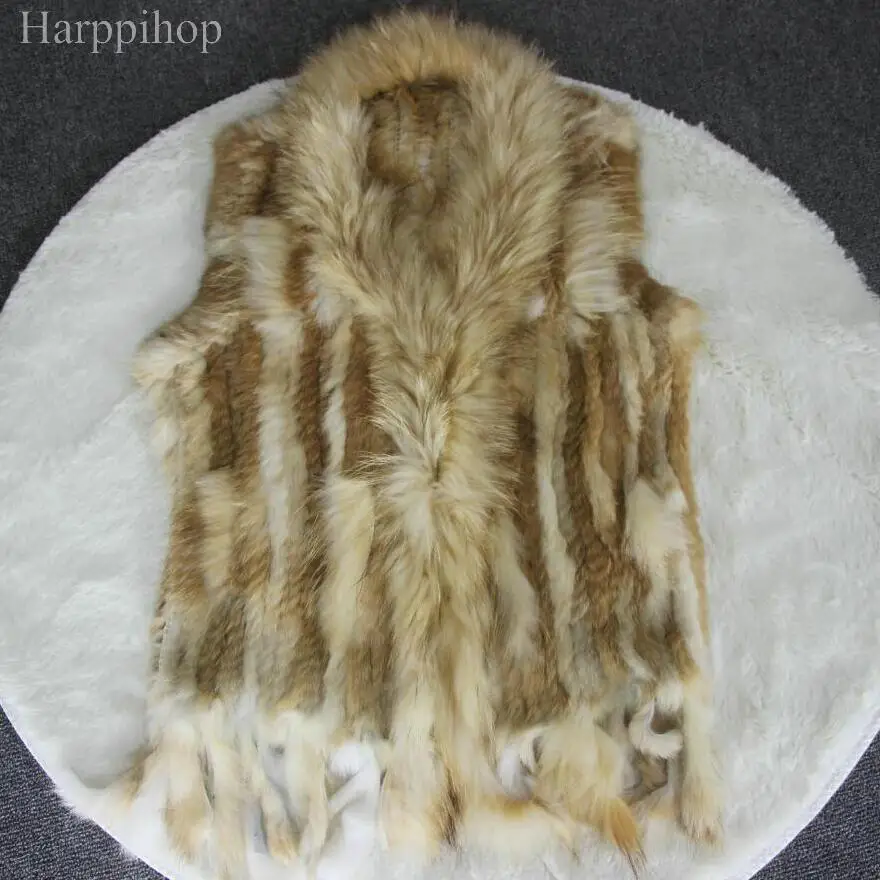 Новинка настоящий Женский вязаный жилет из натурального кроличьего меха женский