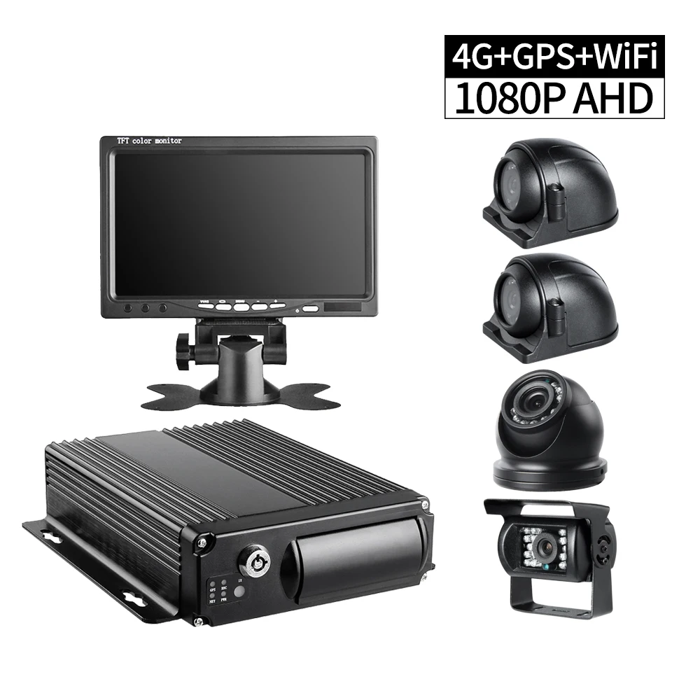 4G LTE сеть WiFi GPS для грузовика 4CH 1080P AHD мобильный видеорегистратор с дистанционным