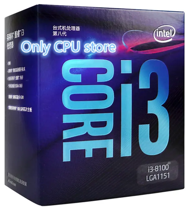 

Free shipping Intel Core i3 8 series Processor I3 8100 I3-8100 Boxed processor Quad-Core CPU LGA 1151-land FC-LGA