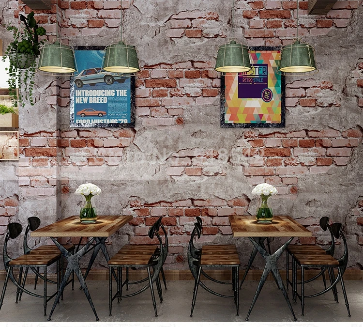 Кирпич узор стены Бумага ретро ностальгические серый цемент кирпичная стена промышленного ветер кафе ресторан Задний план Декор стены винила Бумага
