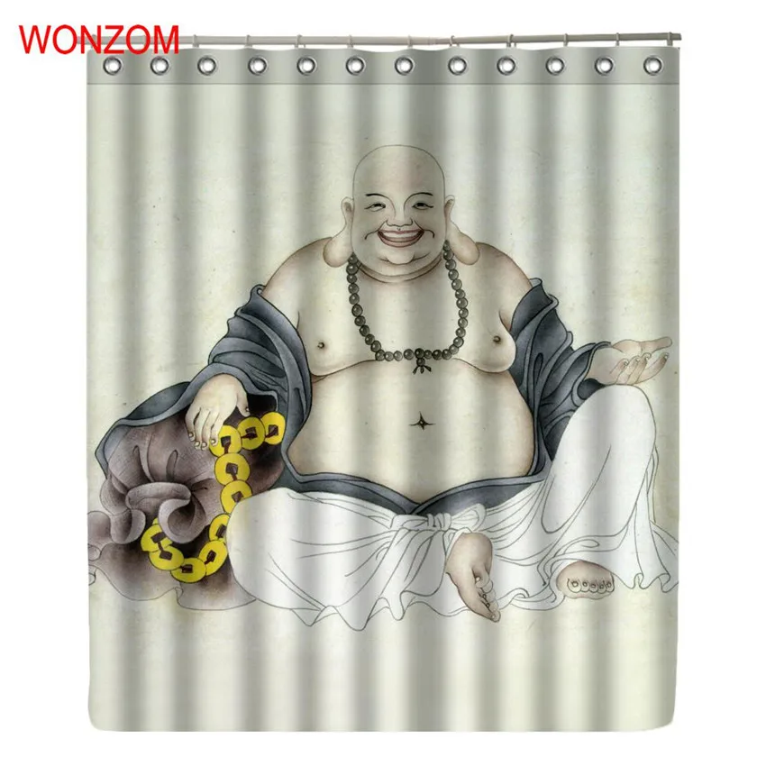 

WONZOM Maitreya Polyester Fabric Curtains with 12 Hooks For Bathroom Decor Modern Bath Waterproof Curtain Bathroom Accessories