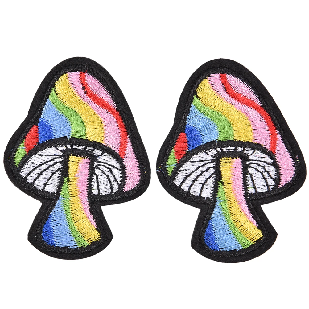 

MENGXIANG 2PCS Apparel Mushroom Retro 70's Hippie Love Peace Weed Iron-On Patch Fabric Sewing On Applique for Jacket Badge