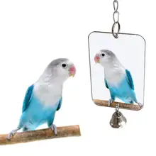 Papagaio, pássaro, papagaio, espelho de pendurar, sino, brinquedo, gaiola, suprimentos para animais de estimação, 1 peça