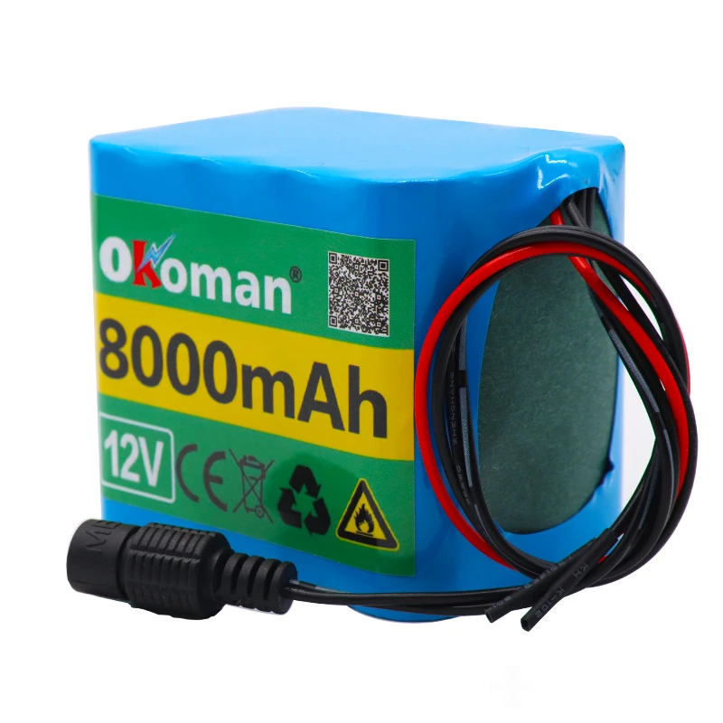 Okoman аккумулятор большой емкости 12 V 8000 mAh 18650 литий-ионная аккумуляторная батарея 8Ah DC12.6V и зарядное устройство