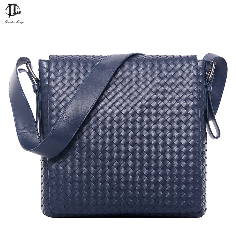 

2018 Fashion Korea style Hot Men Messenger Bags Original Design genuine Leather Bag Men's Cross Weave Travel Bags