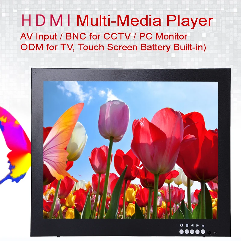 

12 Inch 1024X768 HD Monitor with Metal Shell & HDMI VGA AV BNC Connector for PC Multimedia Microscope Industrial Machine Screen