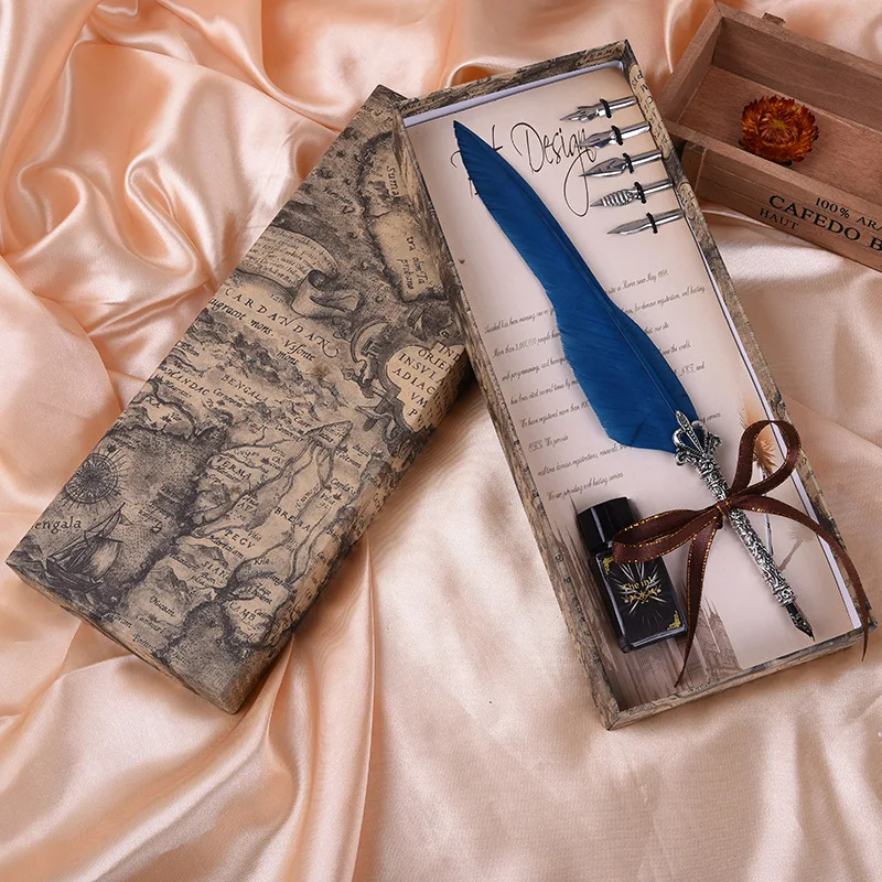 Artigos de Papelaria Caneta de Pena com Caixa de Presente Cores Vintage Colorido Pena Fountain Pen Grupo Antique Dip Escrita Tinta Definir Dom Yj-2025 10 9 10 cores Vintage Colorido Pena Fountain Pen