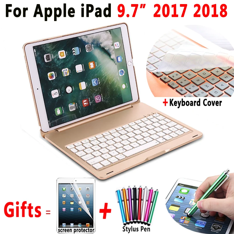 Aluminum Alloy Wireless Bluetooth Keyboard Flip PC Case Cover for Apple iPad 9.7 2017 2018 A1822 A1823 5th 6th Generation Funda