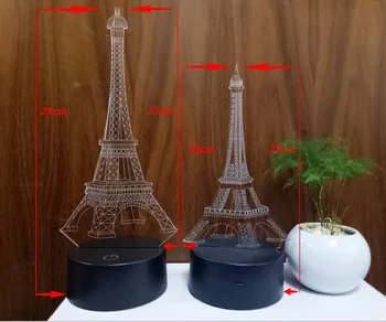 

Amroe Diff Holidays Beauty Romantic Eiffel Tower 3D 7 Color Change IR Remote Night Lights Home Roon Decor Child Kids Baby Gifts