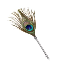 Горячая Распродажа, креативная винтажная перьевая ручка, винтажная резная ручка из нержавеющей стали, ручка для подписи, подарочная ручка с пером павлина, набор