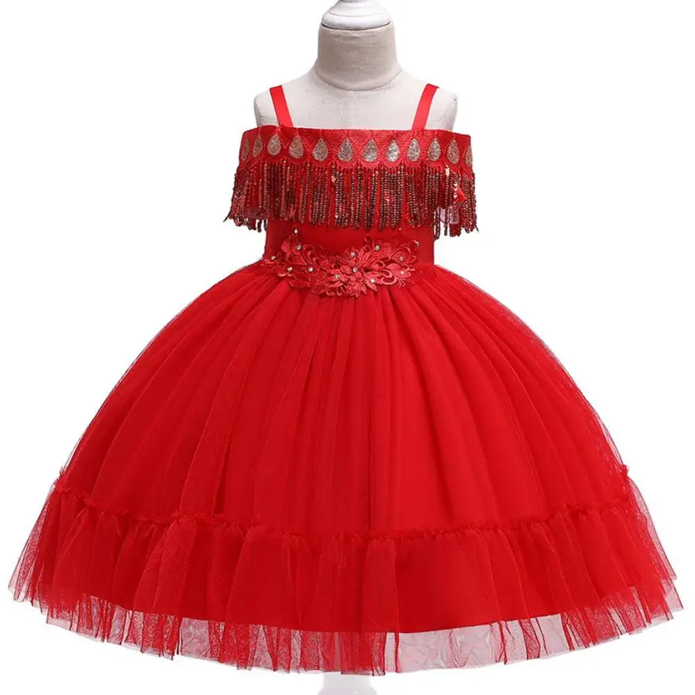 Pearl Tassel Formal Evening Wedding Gown Tutu dress Princess Flower Girls dresses on the runway Children Clothing Party Wear | Детская