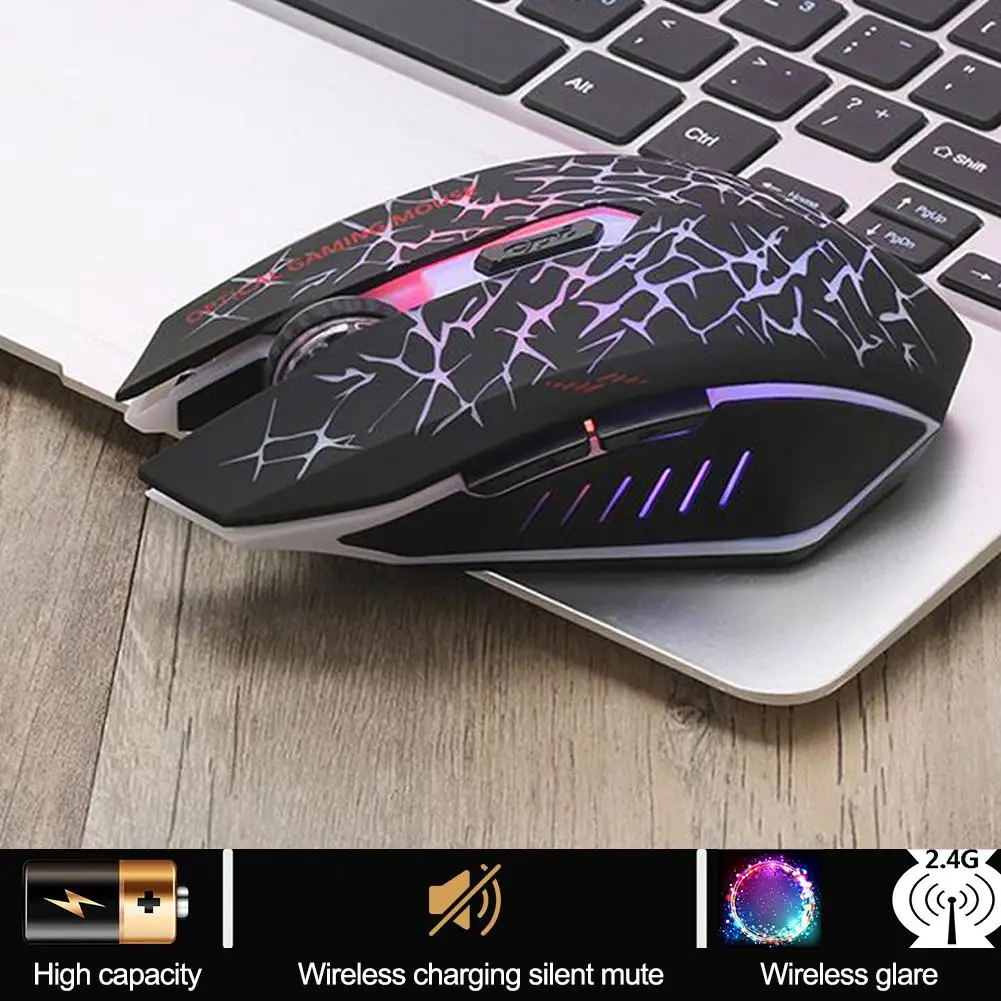 

W210 2.4G Wireless Mouse Colorful Glare Optical Ergonomic 2400DPI Gaming Mouse